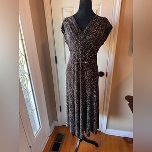 Jones New York Brown, Black and White Midi Dress size 8